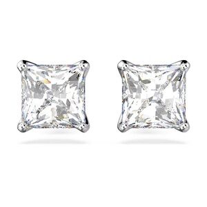 NWT Swarovski Stilla Attract Stud Earrings - Square Cut, White, Rhodium Plated